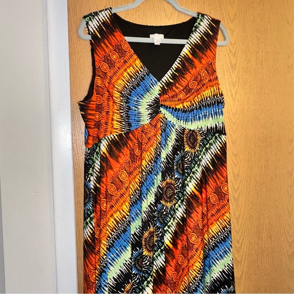Chico’s Multicolor Sunburst Rainbow Sleeveless Maxi Dress | Size XL - Picture 2 of 9